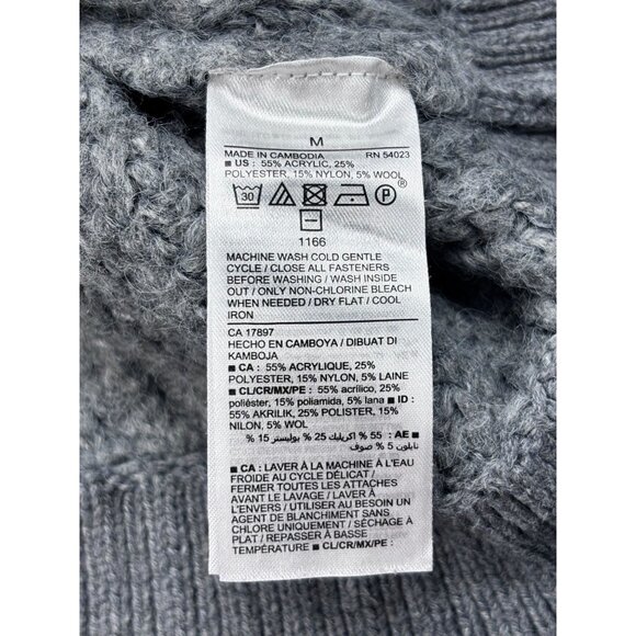 Old Navy M Gray Textured Knit Button-Up Cardigan Sweater Acrylic/Polyester Blend - Picture 5 of 11